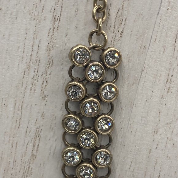 J.Crew Rhinestone Link Necklace 17" Gold tone Crystals collar Bib Cluster - Picture 4 of 9